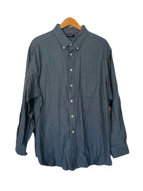 Roundtree & Yorke Button Down Long Sleeve Shirt 100% Cotton Blue Mens 2XL